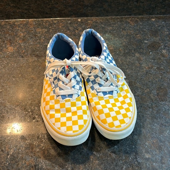Vans Kids Sneakers Blue and Yellow Checkered - Picture 1 of 7